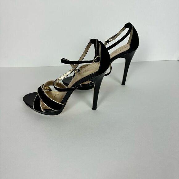 Lilly Pulitzer Bella Black Gold Strappy Heel size 7.5M - Picture 3 of 14